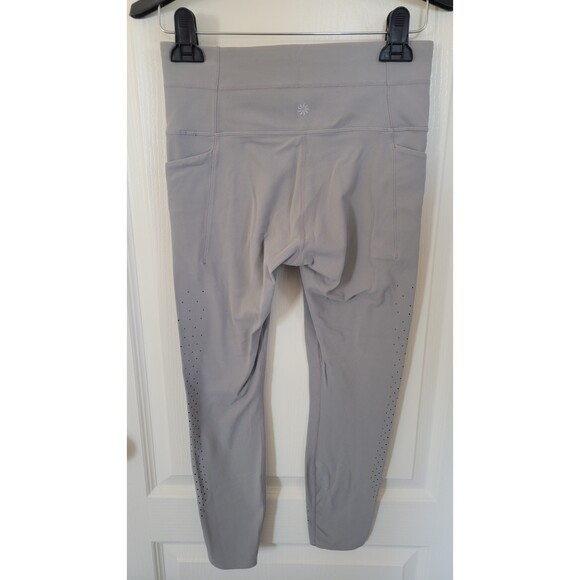 Women's Athleta Laser Cut Grey Ankle Leggings - Picture 2 of 4